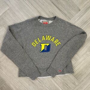 University of Delaware Grey Crewneck Sweatshirt - Vintage Styled Cropped Small